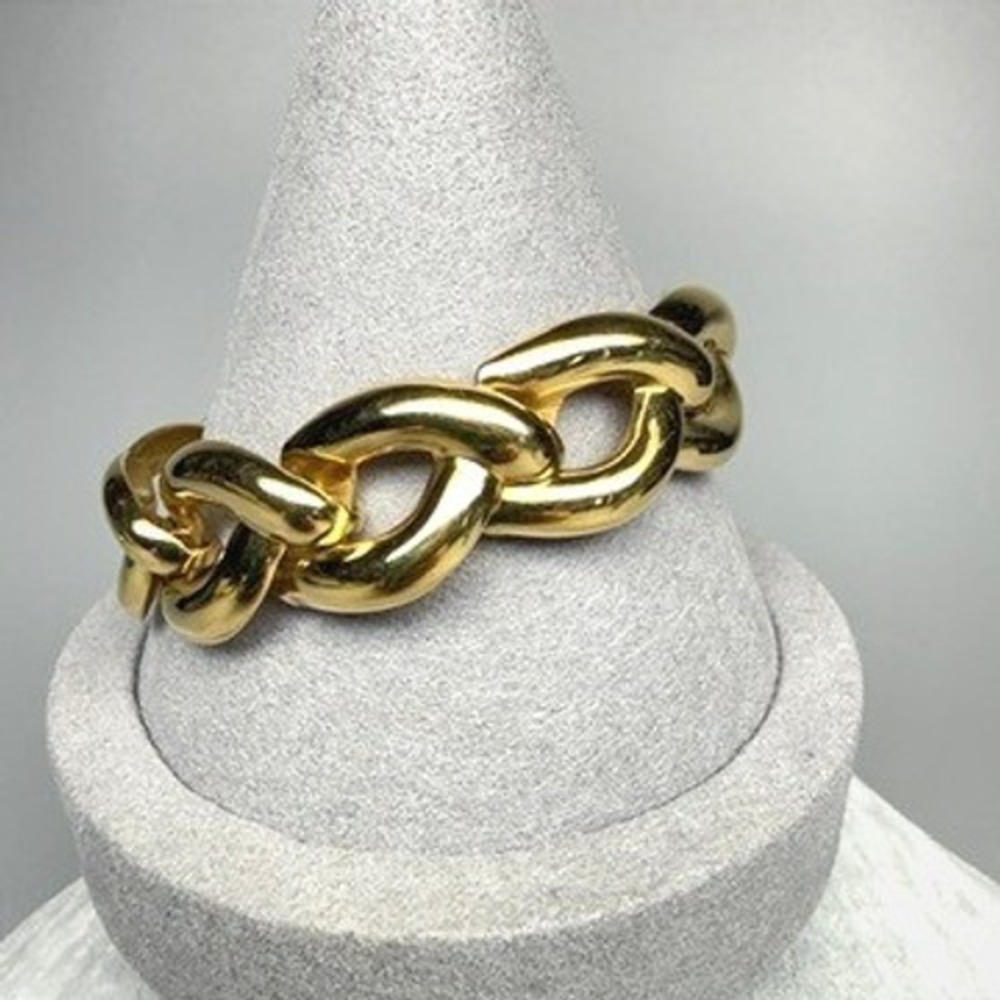 Vintage Monet Curb Link Bracelet Gold Tone 7.25" 1980s Power Dressing Statement